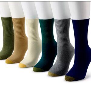 WOMENS GOLD TOE TURN CUFF MIDI CREW SOCKS LIMITED DESIGNER COLLECTOR EDITION